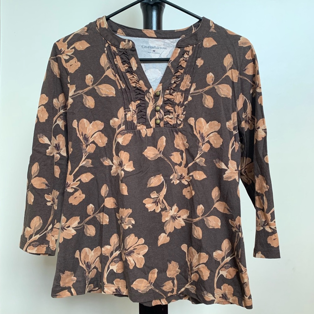 BROWN FLOWER PATTERNED BLOUSE